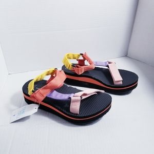 NWT TIME AND TRU WOMEN'S PLATFORM MULTI COLOR NATURE SANDAL SIZE 7